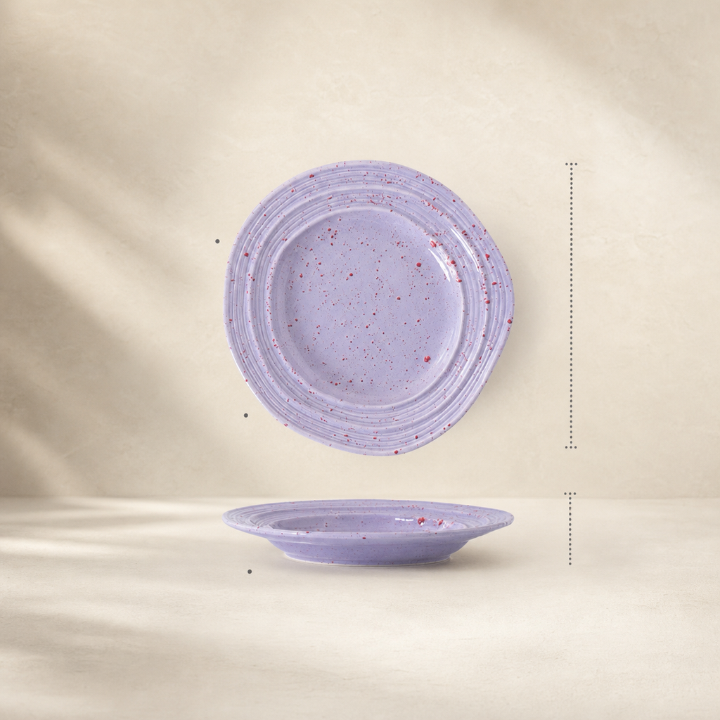 Pastel Speckled Ceramic Dinner Plate, 9 Inch Japanese Style Round Dessert Plate, Minimalist Colorful Tableware