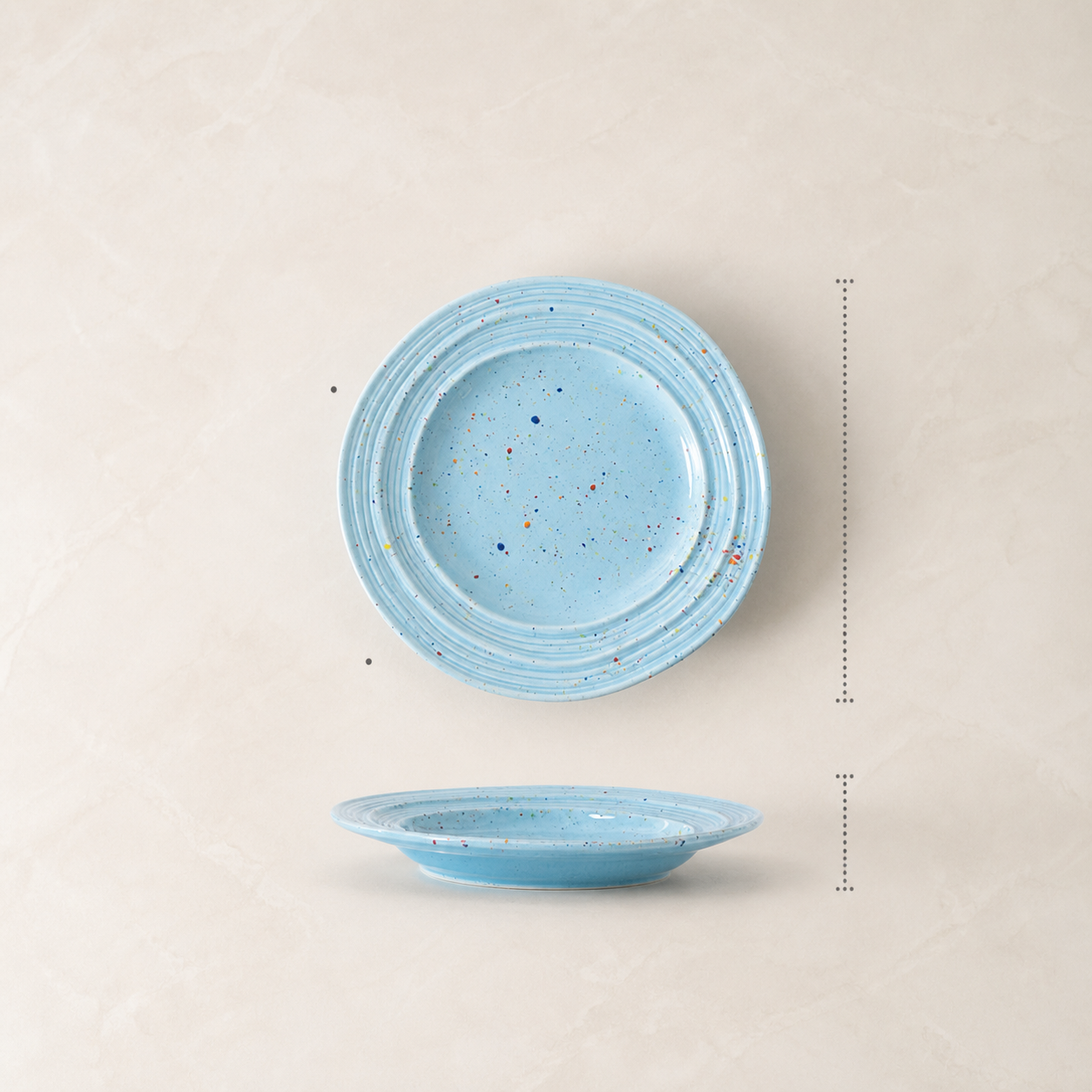 Pastel Speckled Ceramic Dinner Plate, 9 Inch Japanese Style Round Dessert Plate, Minimalist Colorful Tableware