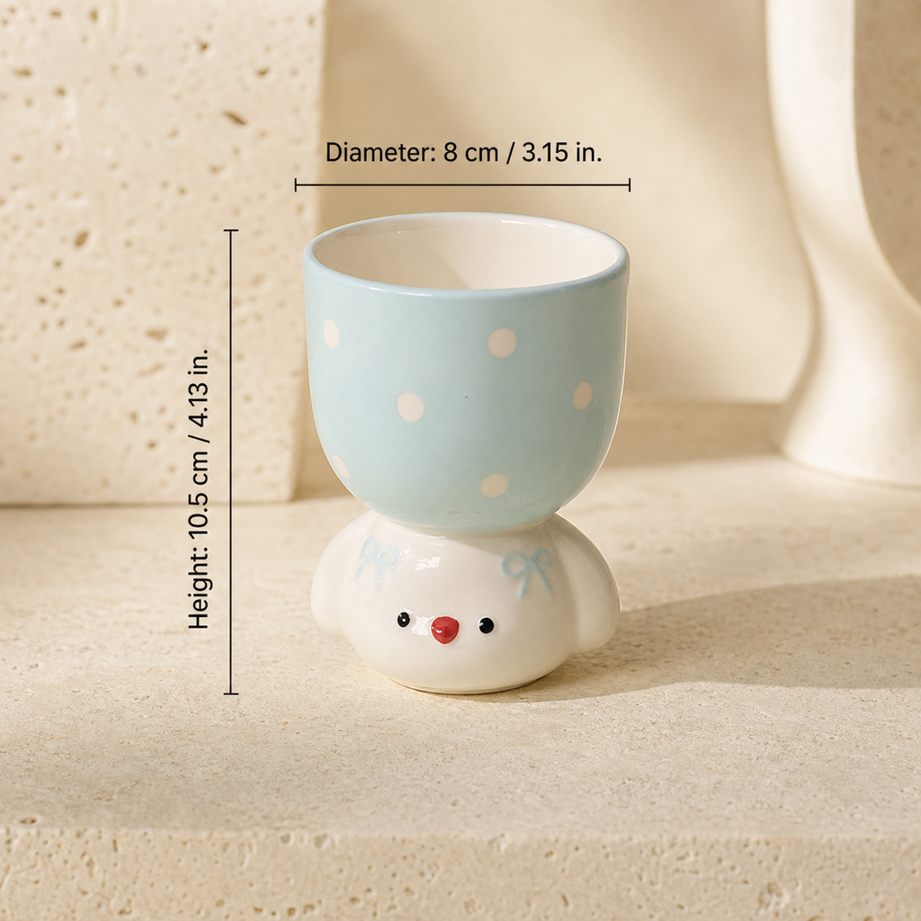 Cute Dog Ceramic Mug, 150ml Polka Dot Coffee Cup, Kawaii Pastel Puppy Mug, Pink Blue Purple Small Tea Cup