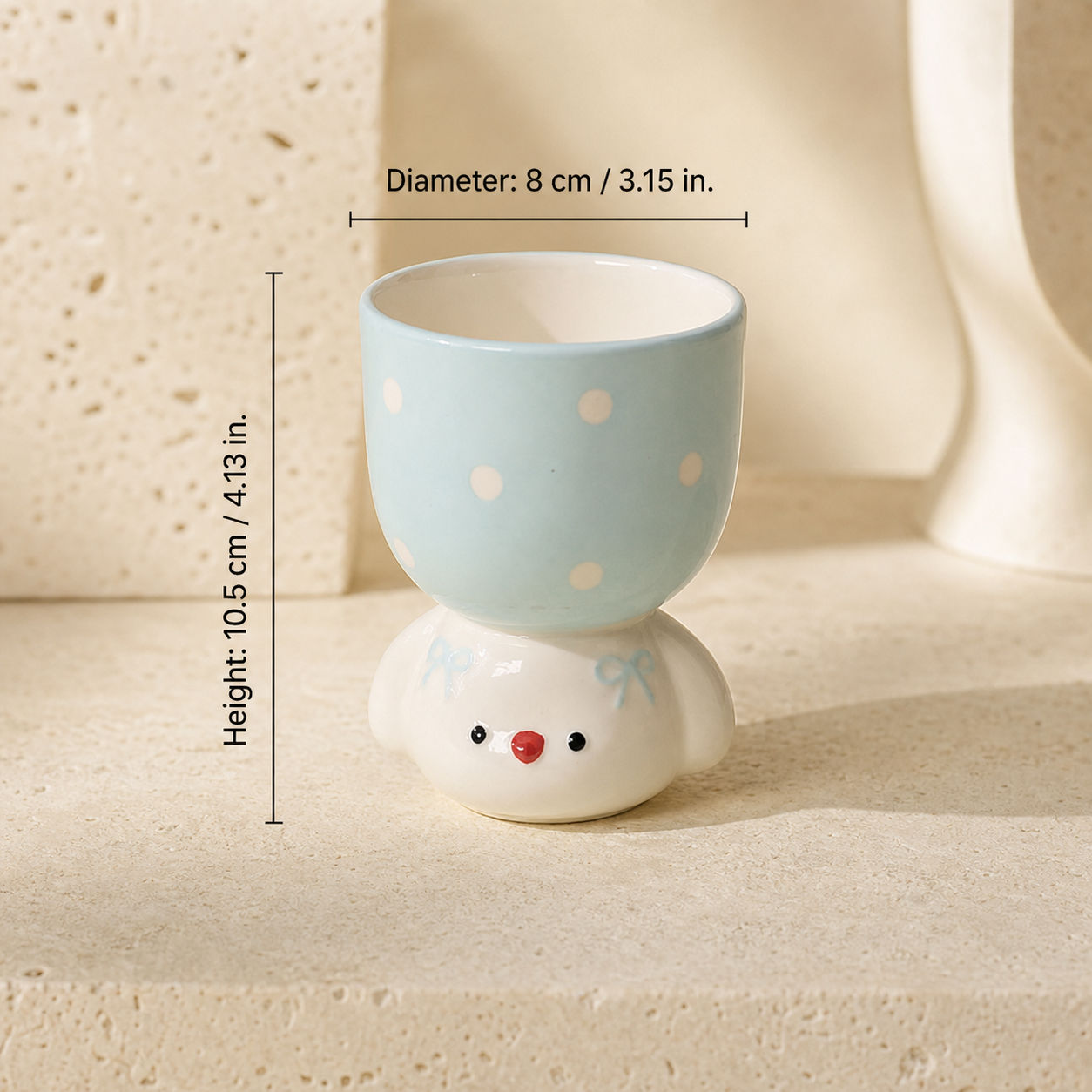 Cute Dog Ceramic Mug, 150ml Polka Dot Coffee Cup, Kawaii Pastel Puppy Mug, Pink Blue Purple Small Tea Cup