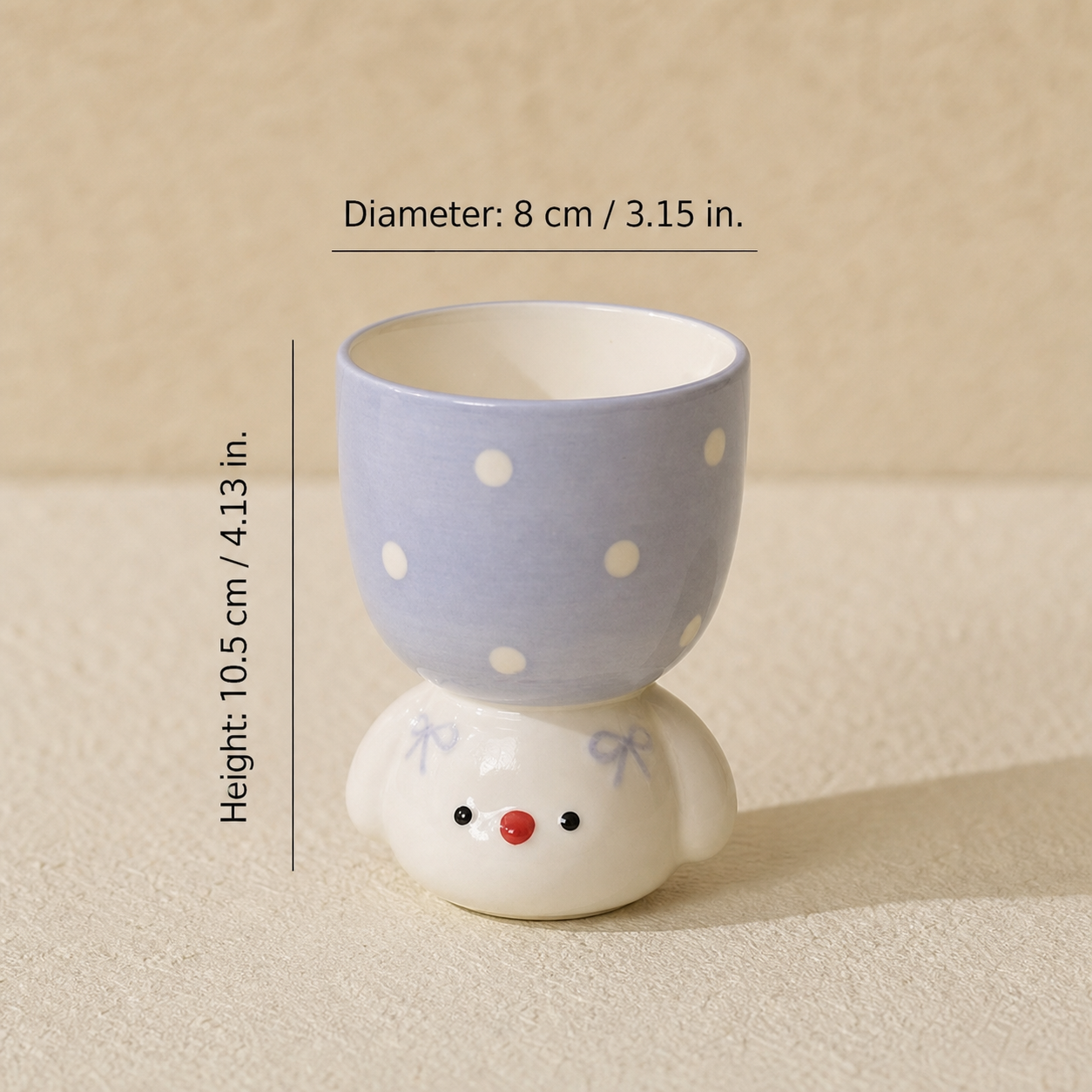 Cute Dog Ceramic Mug, 150ml Polka Dot Coffee Cup, Kawaii Pastel Puppy Mug, Pink Blue Purple Small Tea Cup