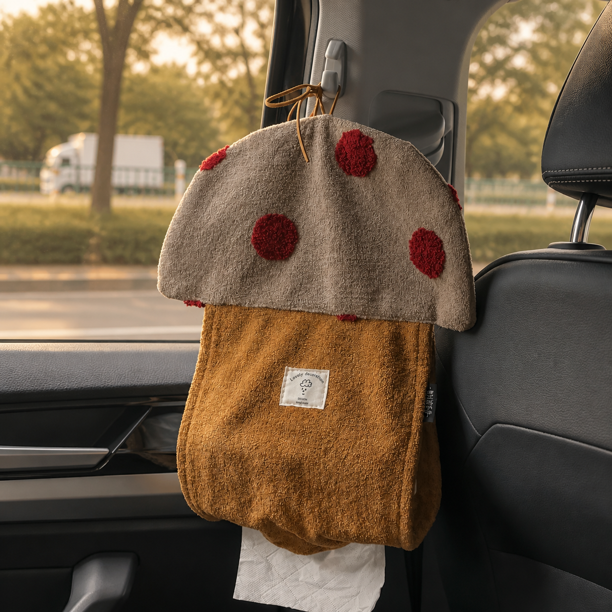 Hanging Mushroom Tissue Box Cover, Cute Fabric Wall Tissue Holder, Cottagecore Home Decor, Bathroom & Kitchen Organizer