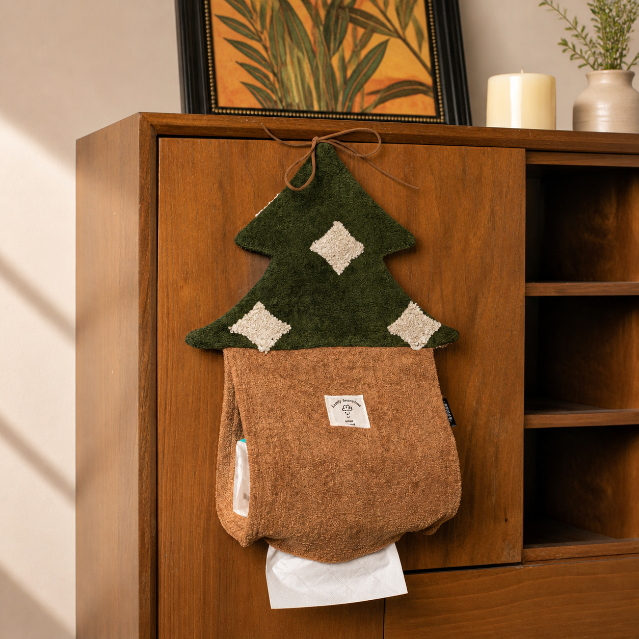 Hanging Mushroom Tissue Box Cover, Cute Fabric Wall Tissue Holder, Cottagecore Home Decor, Bathroom & Kitchen Organizer