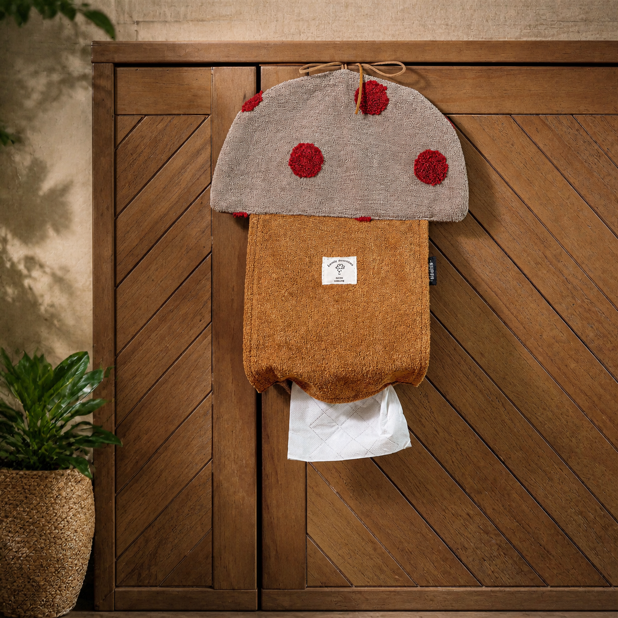 Hanging Mushroom Tissue Box Cover, Cute Fabric Wall Tissue Holder, Cottagecore Home Decor, Bathroom & Kitchen Organizer