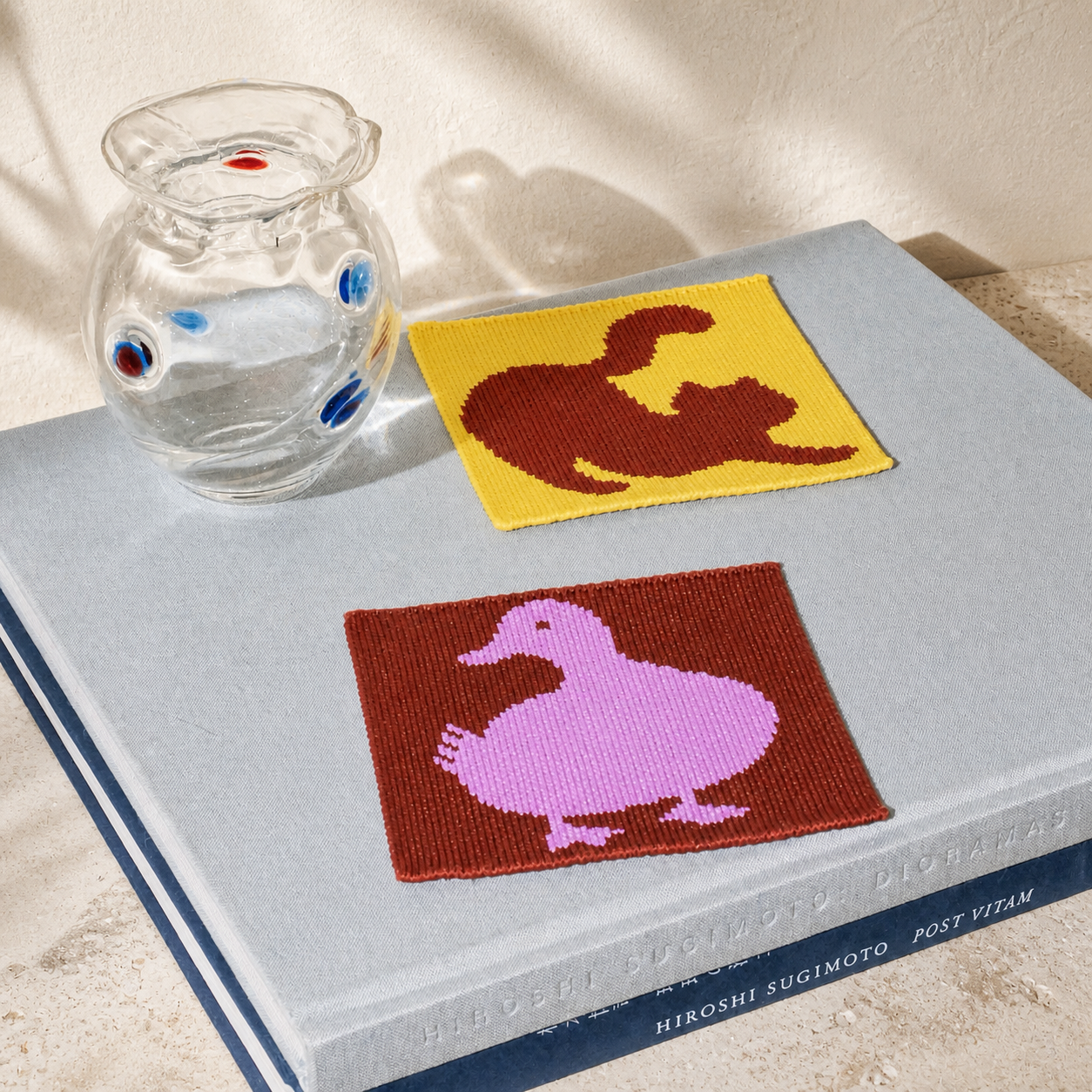 Knitted Animal Coaster, Cute Duck & Cat Coffee Cup Mat, Heat Resistant Mug Coaster, Colorful Kawaii Table Decor