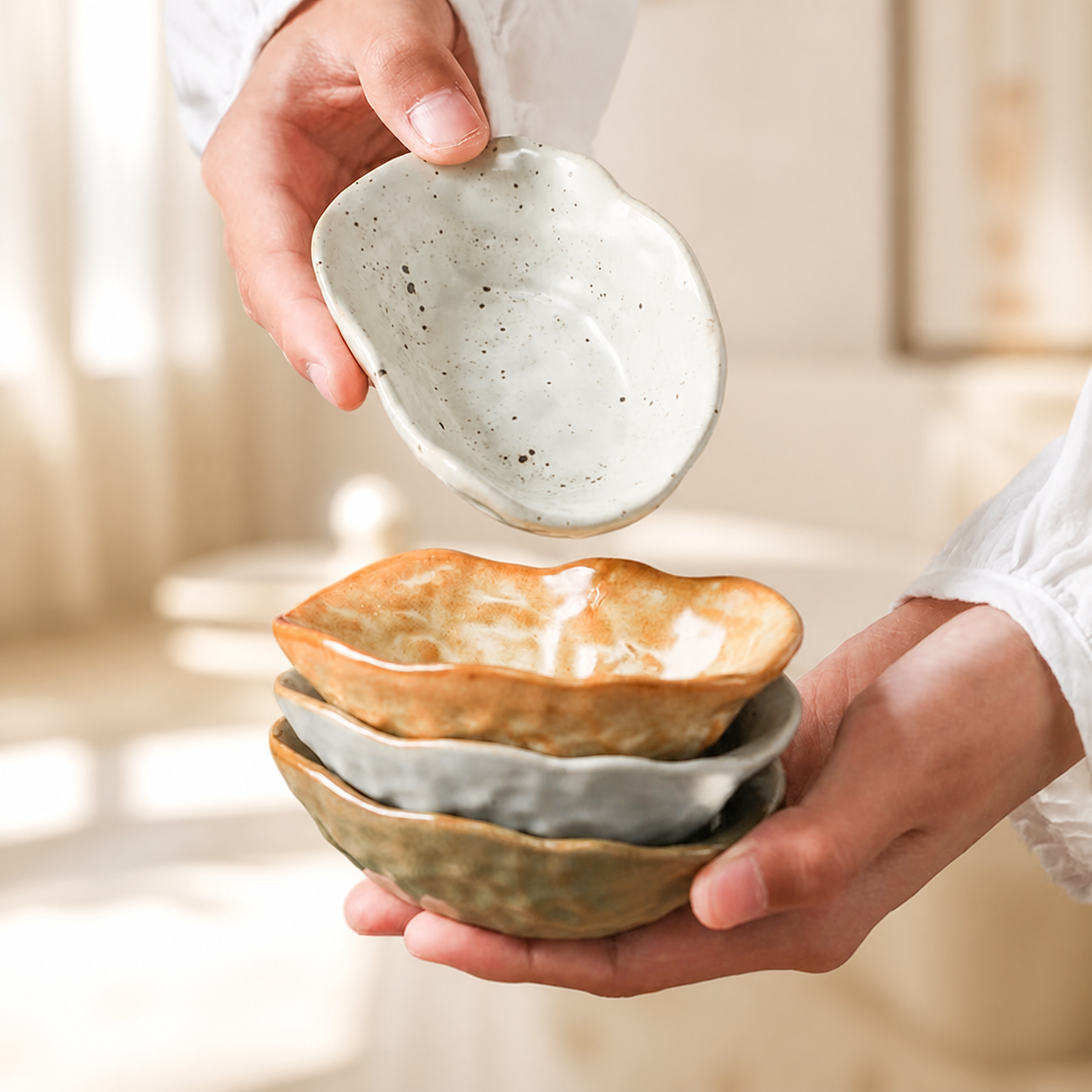 Japanese Ceramic Side Dish – 4 Inch Rustic Glazed Appetizer Bowl, Small Sauce Dish for Pickles, Snacks, Condiments & Sushi