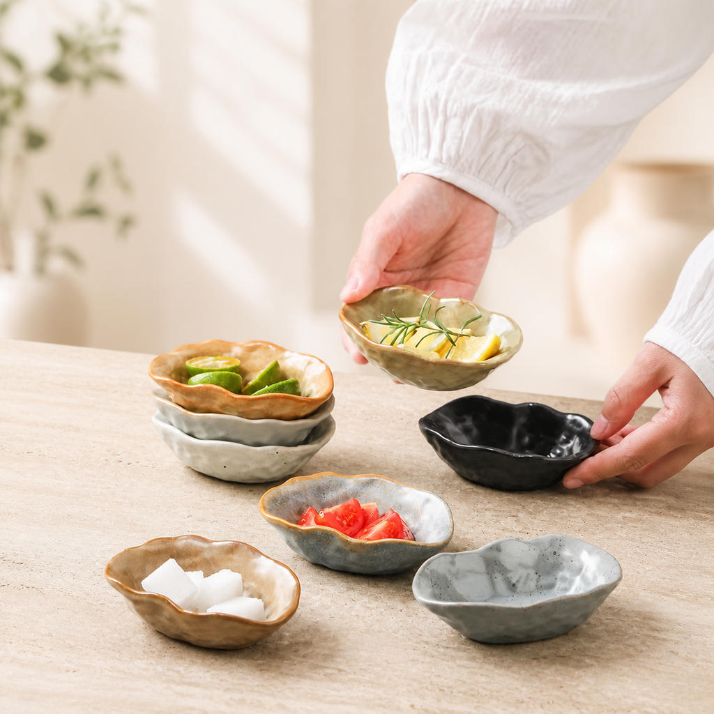 Japanese Ceramic Side Dish – 4 Inch Rustic Glazed Appetizer Bowl, Small Sauce Dish for Pickles, Snacks, Condiments & Sushi