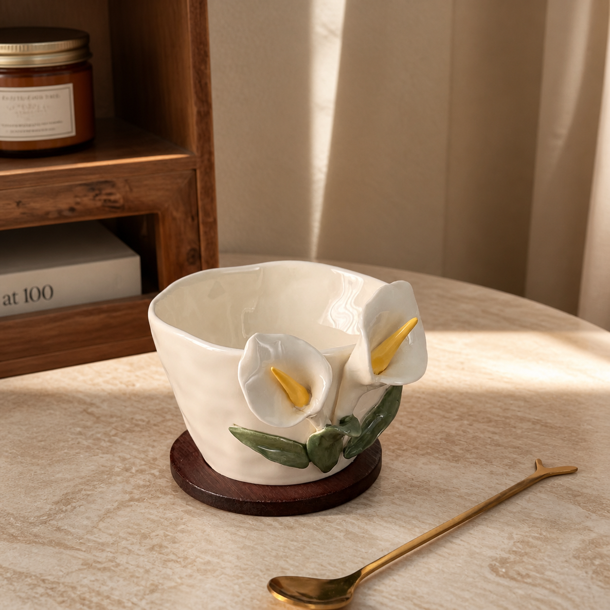 3D Floral Ceramic Mug – Handmade Style Flower Coffee Cup 260ml