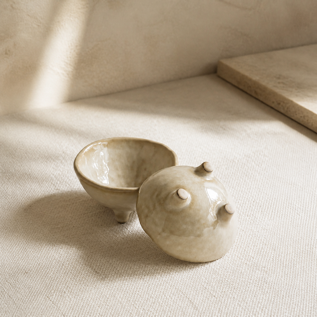 Japanese Ceramic Condiment Bowl – Three Leg Sauce Dish, Rustic Small Dipping Bowl for Soy Sauce, Spices & Appetizers