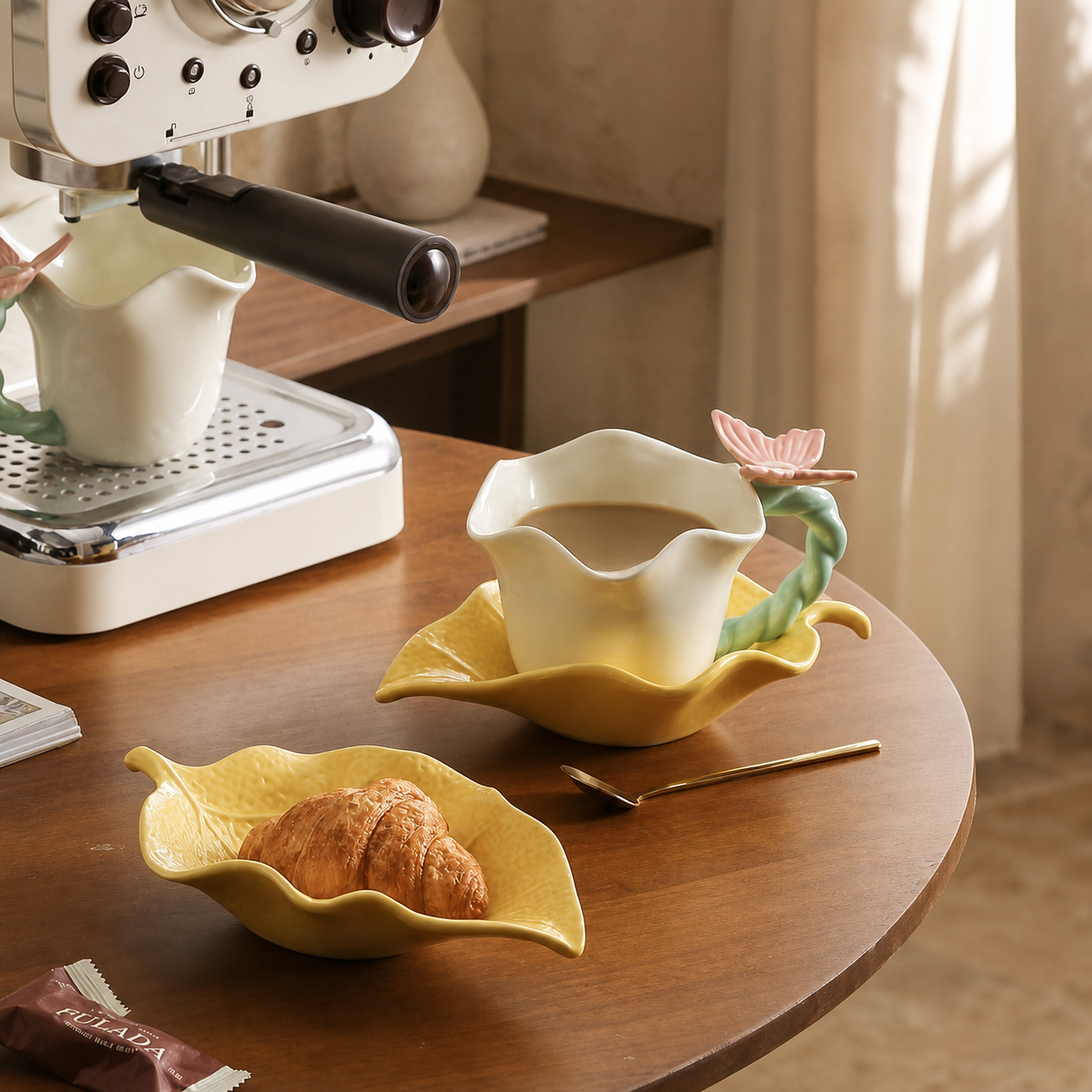 Butterfly Ceramic Cup and Saucer – Floral 250ml Coffee Tea Cup Set