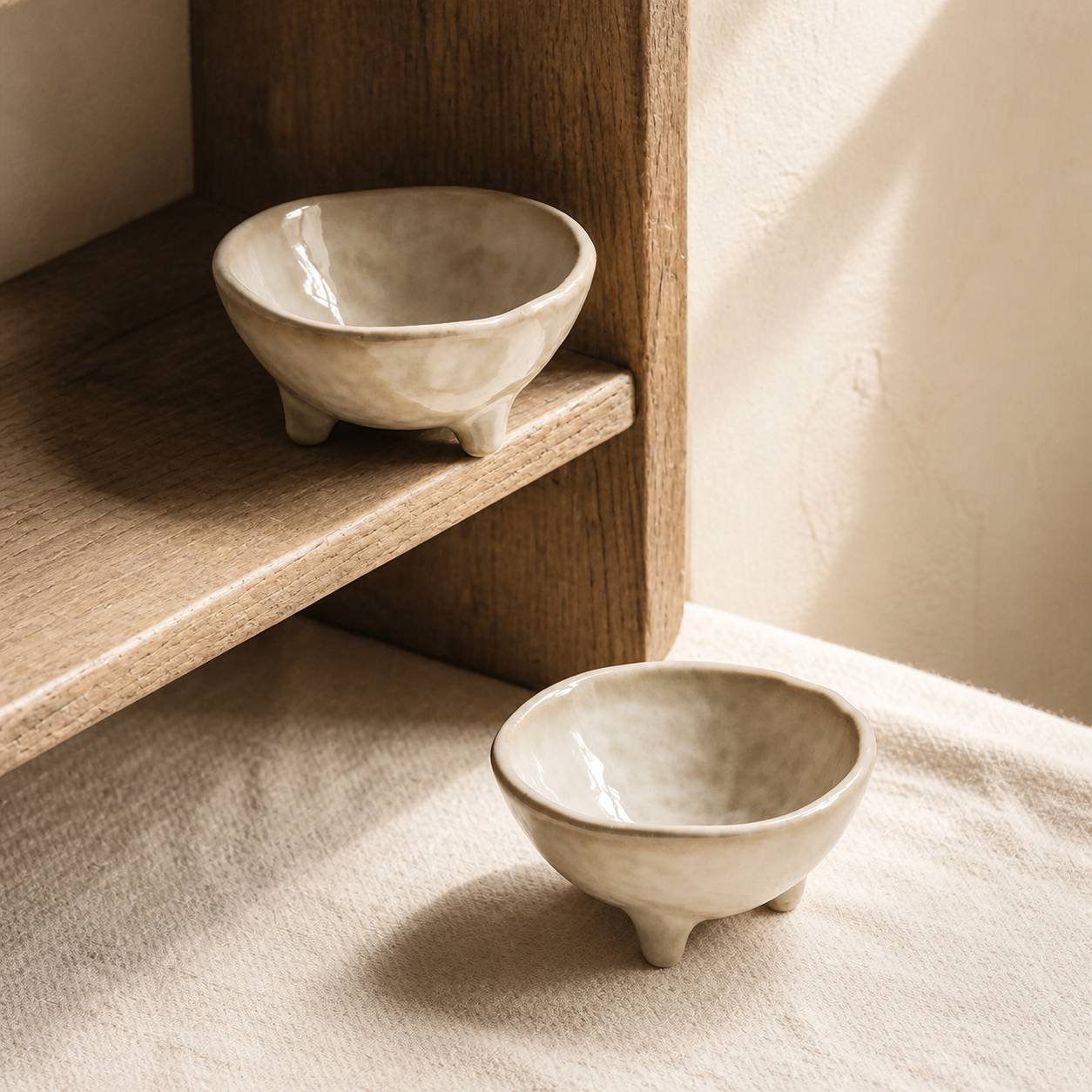 Japanese Ceramic Condiment Bowl – Three Leg Sauce Dish, Rustic Small Dipping Bowl for Soy Sauce, Spices & Appetizers