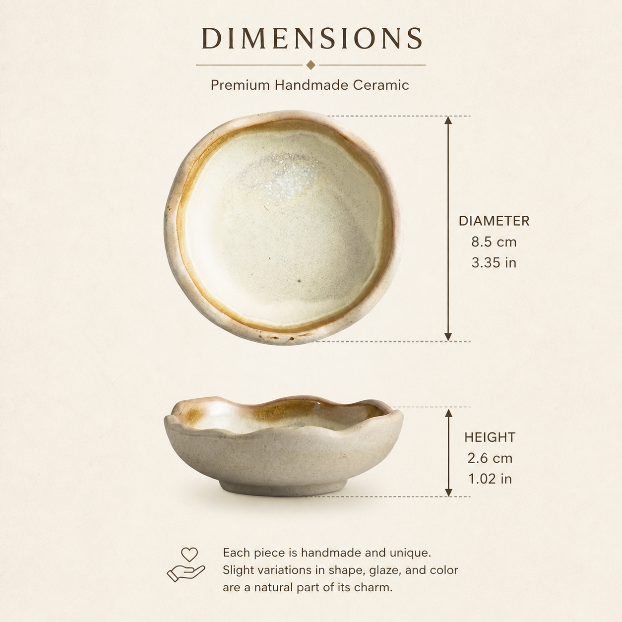 Japanese Ceramic Dipping Dish – 3.5 Inch Rustic Glazed Sauce Bowl, Small Condiment Dish for Soy Sauce, Appetizers & Snacks