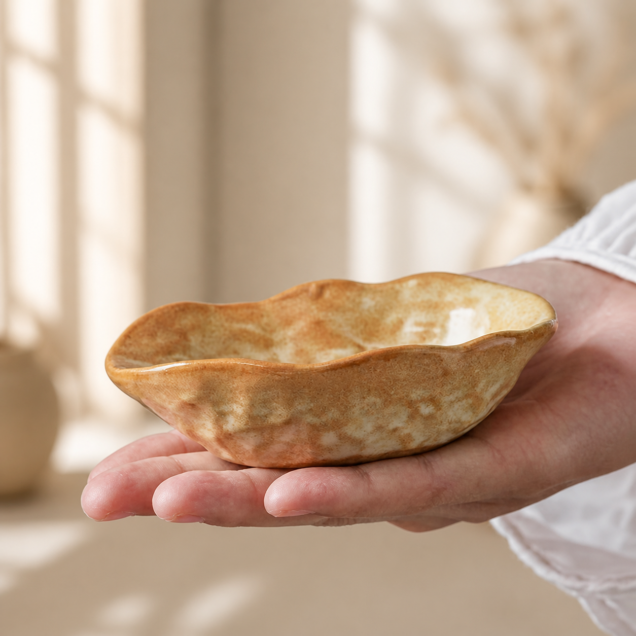 Japanese Ceramic Side Dish – 4 Inch Rustic Glazed Appetizer Bowl, Small Sauce Dish for Pickles, Snacks, Condiments & Sushi
