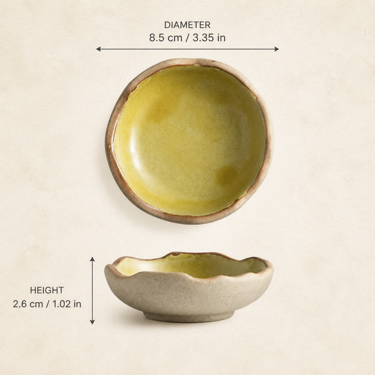 Japanese Ceramic Dipping Dish – 3.5 Inch Rustic Glazed Sauce Bowl, Small Condiment Dish for Soy Sauce, Appetizers & Snacks