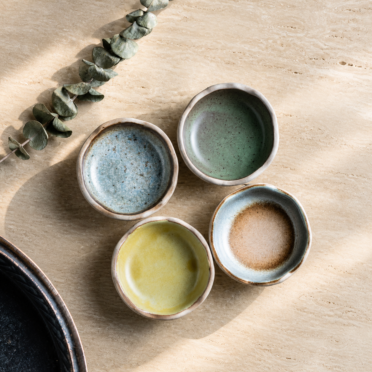 Japanese Ceramic Dipping Dish – 3.5 Inch Rustic Glazed Sauce Bowl, Small Condiment Dish for Soy Sauce, Appetizers & Snacks