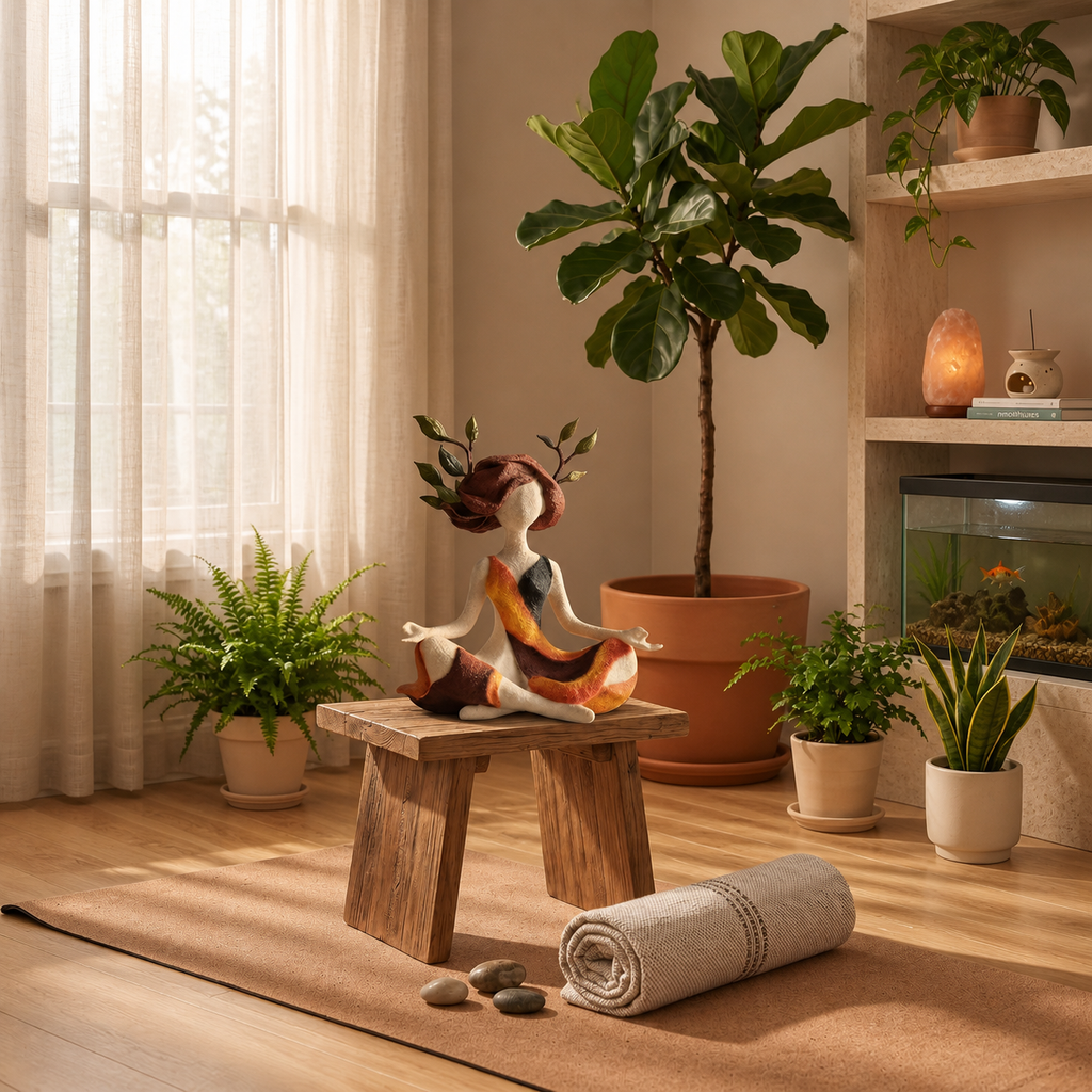 Meditating Woman Figurine – Resin Yoga Goddess Statue, Boho Zen Sculpture, Mindfulness Home Decor