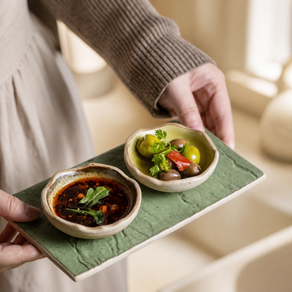Japanese Ceramic Dipping Dish – 3.5 Inch Rustic Glazed Sauce Bowl, Small Condiment Dish for Soy Sauce, Appetizers & Snacks