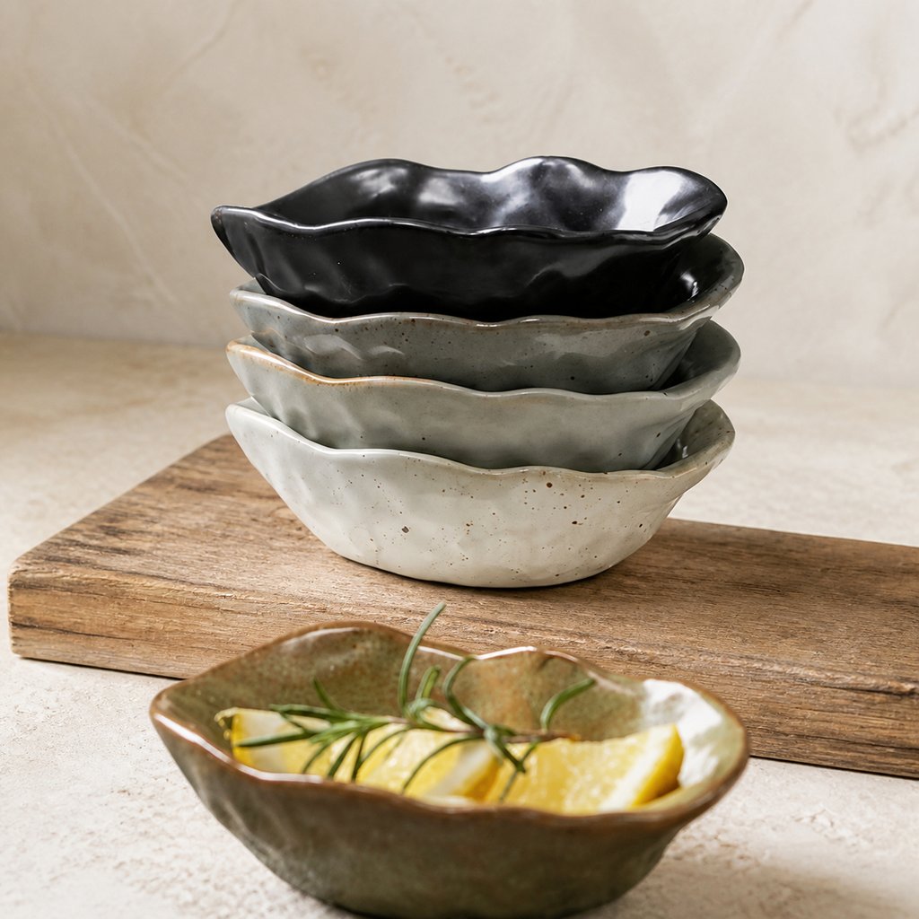 Japanese Ceramic Side Dish – 4 Inch Rustic Glazed Appetizer Bowl, Small Sauce Dish for Pickles, Snacks, Condiments & Sushi