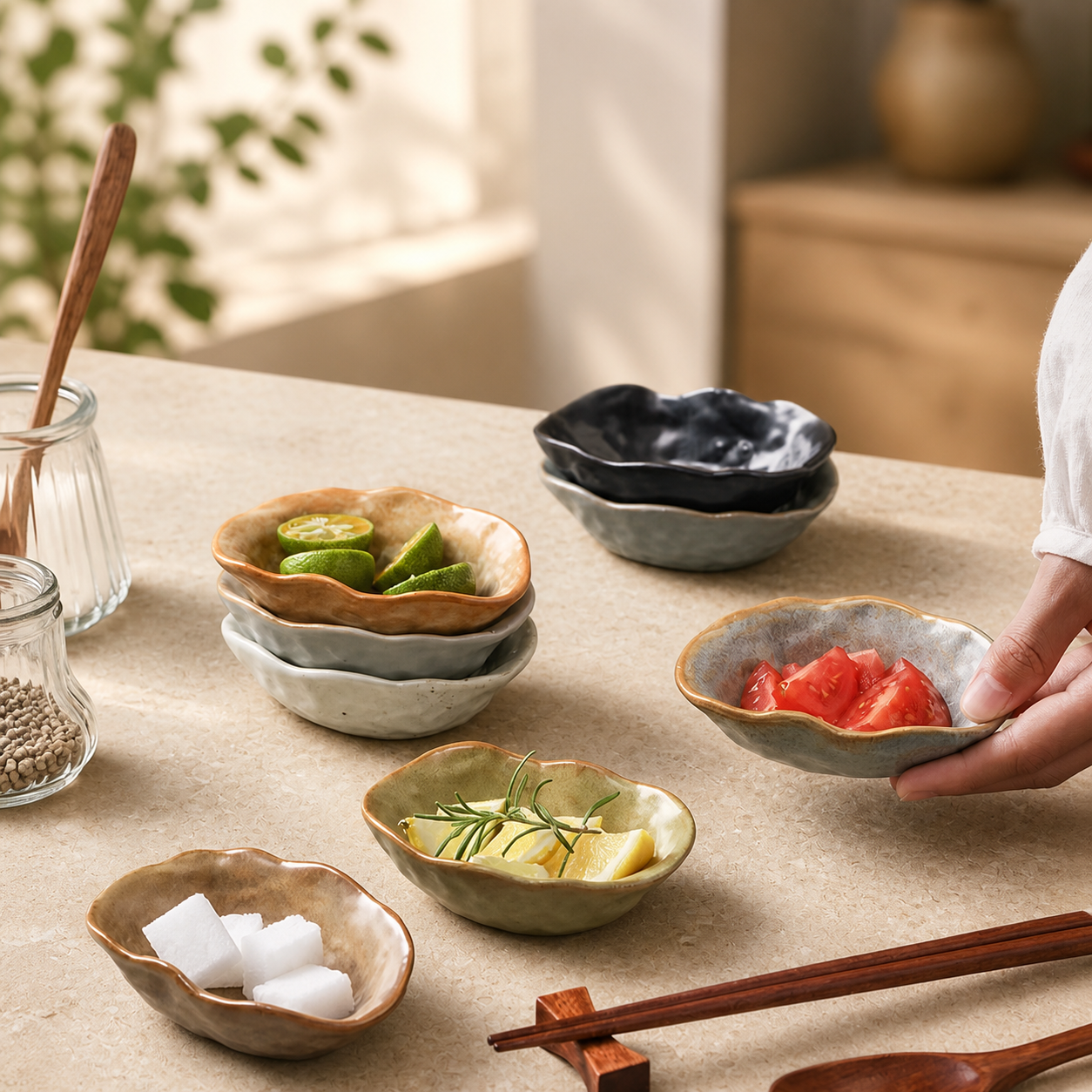 Japanese Ceramic Side Dish – 4 Inch Rustic Glazed Appetizer Bowl, Small Sauce Dish for Pickles, Snacks, Condiments & Sushi