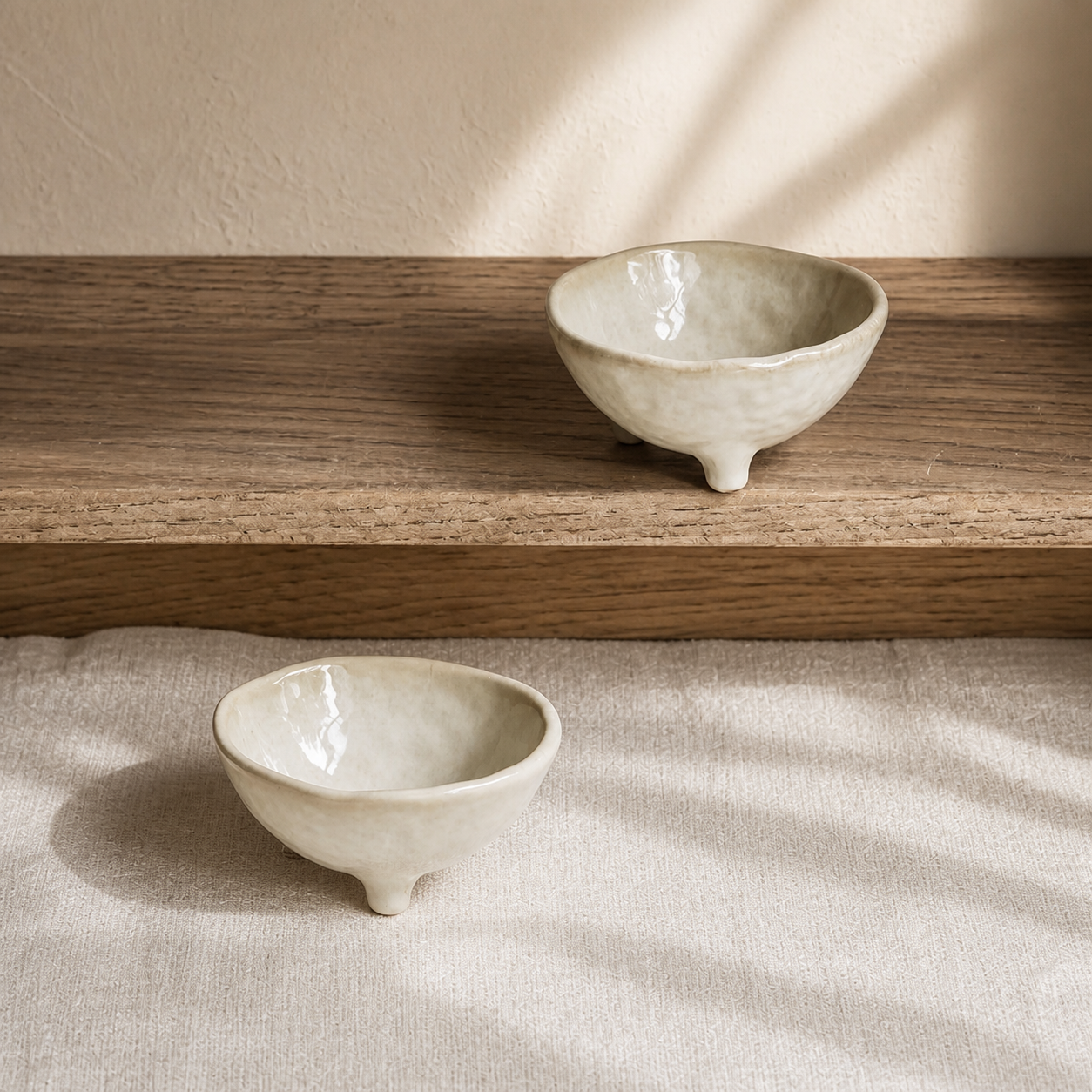 Japanese Ceramic Condiment Bowl – Three Leg Sauce Dish, Rustic Small Dipping Bowl for Soy Sauce, Spices & Appetizers