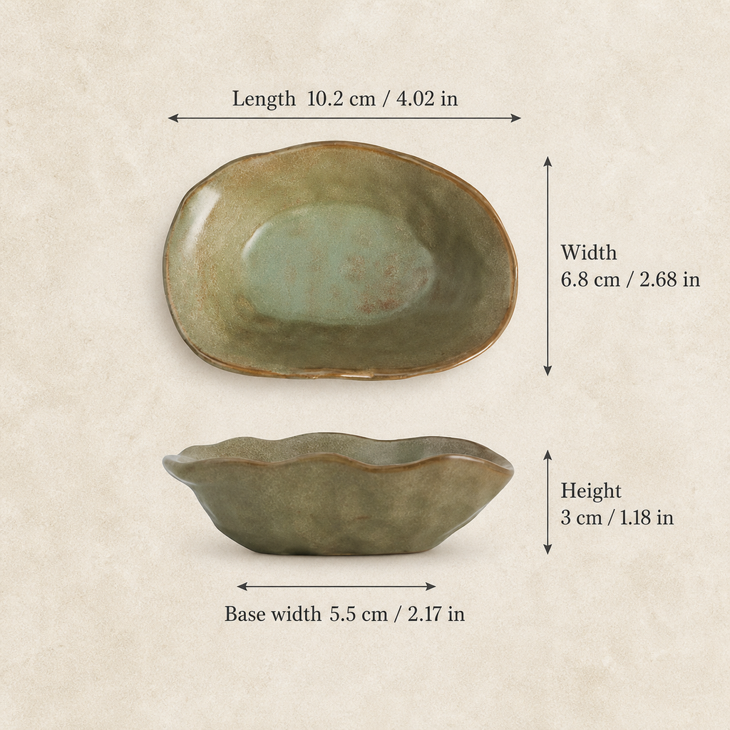 Japanese Ceramic Side Dish – 4 Inch Rustic Glazed Appetizer Bowl, Small Sauce Dish for Pickles, Snacks, Condiments & Sushi