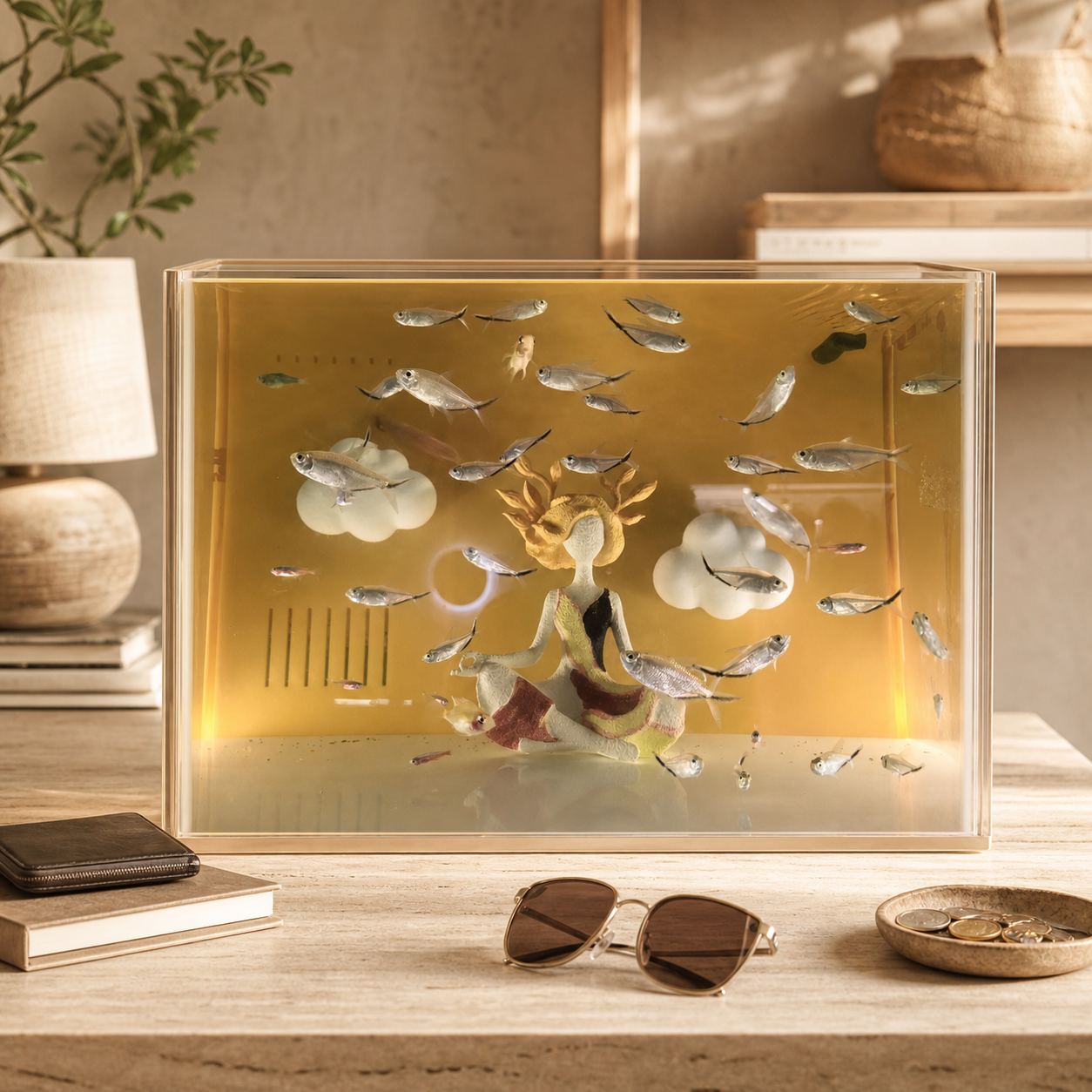 Meditating Woman Figurine – Resin Yoga Goddess Statue, Boho Zen Sculpture, Mindfulness Home Decor