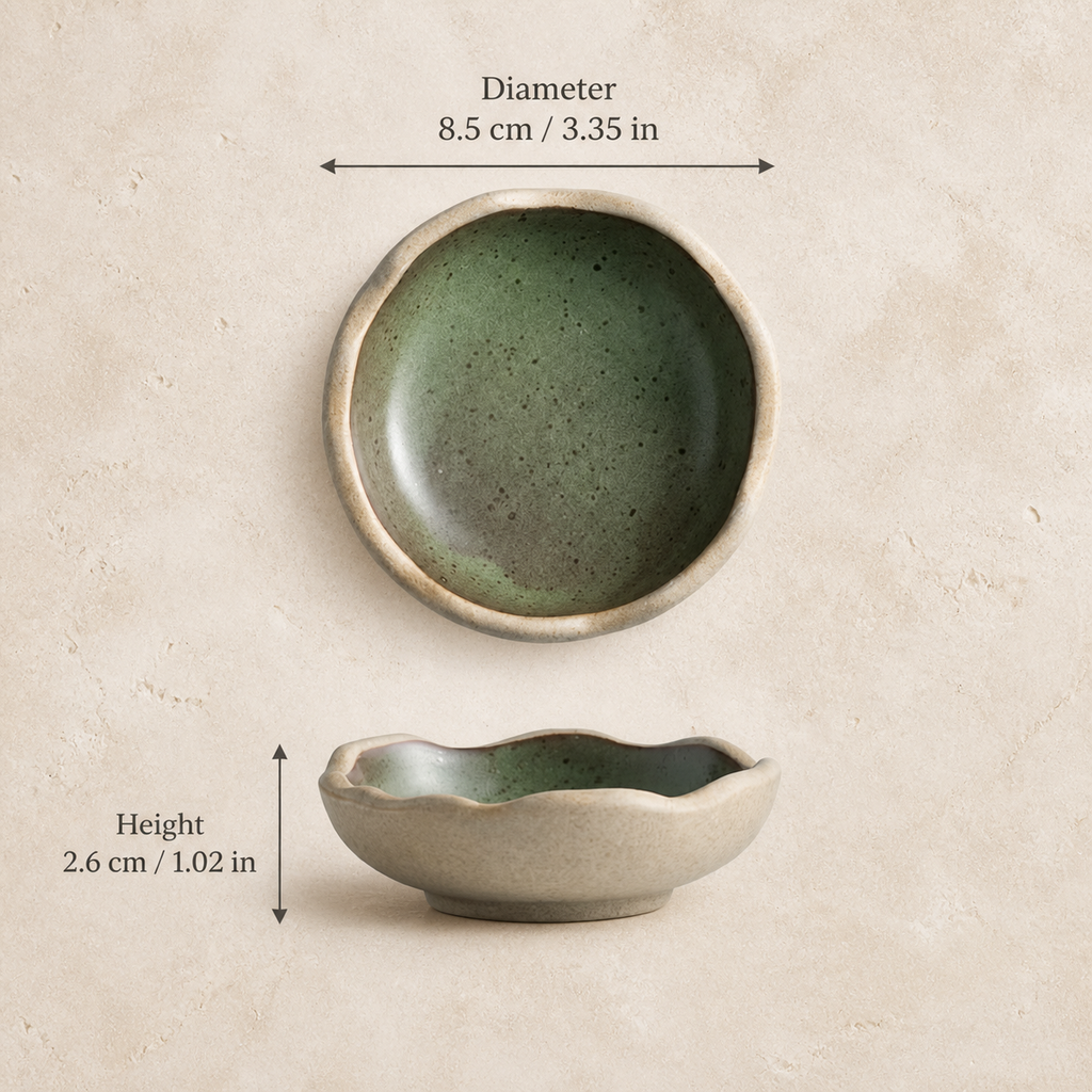 Japanese Ceramic Dipping Dish – 3.5 Inch Rustic Glazed Sauce Bowl, Small Condiment Dish for Soy Sauce, Appetizers & Snacks