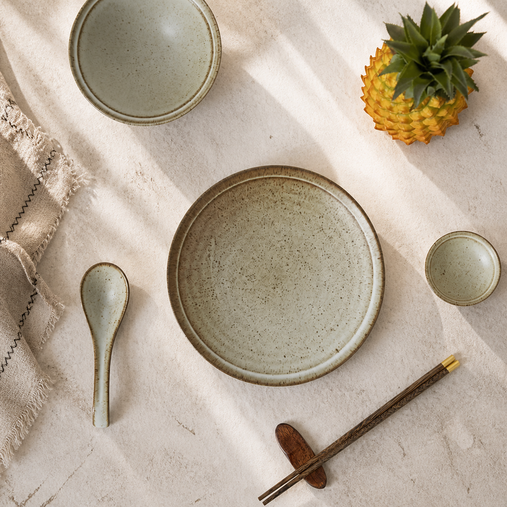 Japanese Ceramic Side Plate – 6 Inch Rustic Wabi Sabi Small Serving Plate