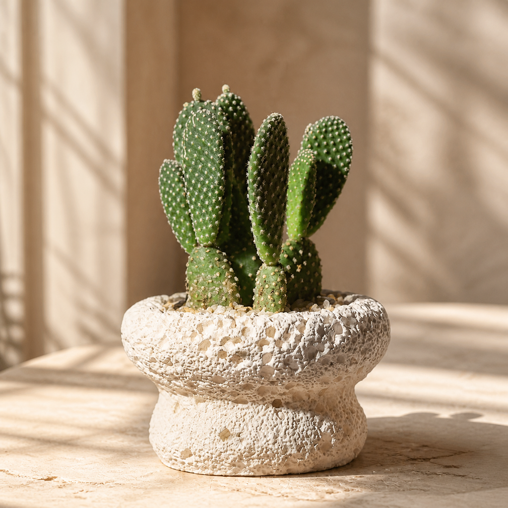 Textured Cement Succulent Planter – Nordic Volcanic Stone Style Cactus Pot, Modern Indoor Plant Decor