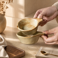 Japanese Ceramic Dipping Sauce Dish with Handle – Rustic Wabi Sabi Condiment Bowl